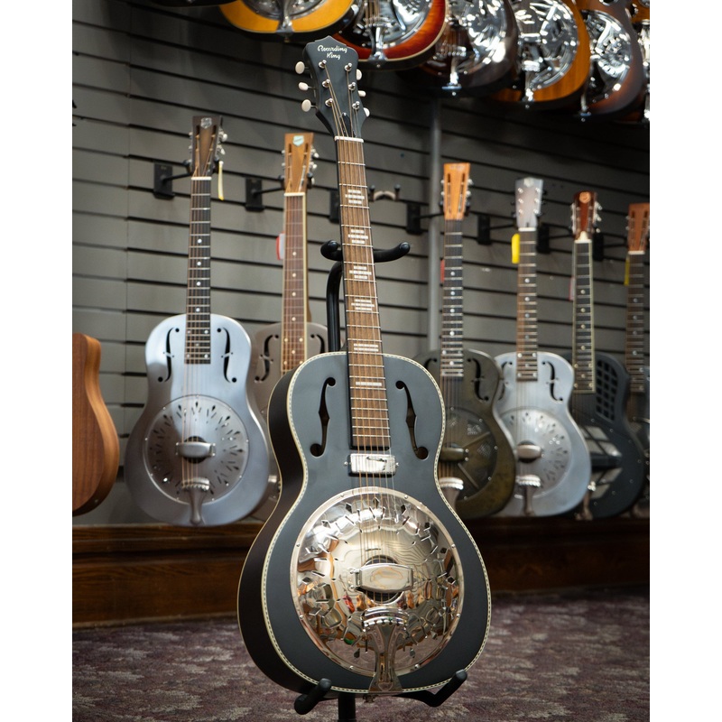 Recording King Dirty 30s Mini Bucker Resonator Guitar, Black Finish