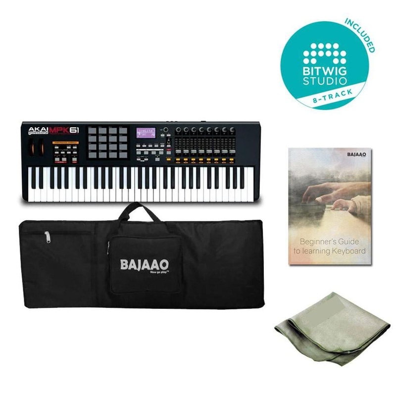 Akai Pro MPK61 61-Key MIDI Controller Keyboard Bundle With Btwig Software, Ebook, Cloth & Gigbag