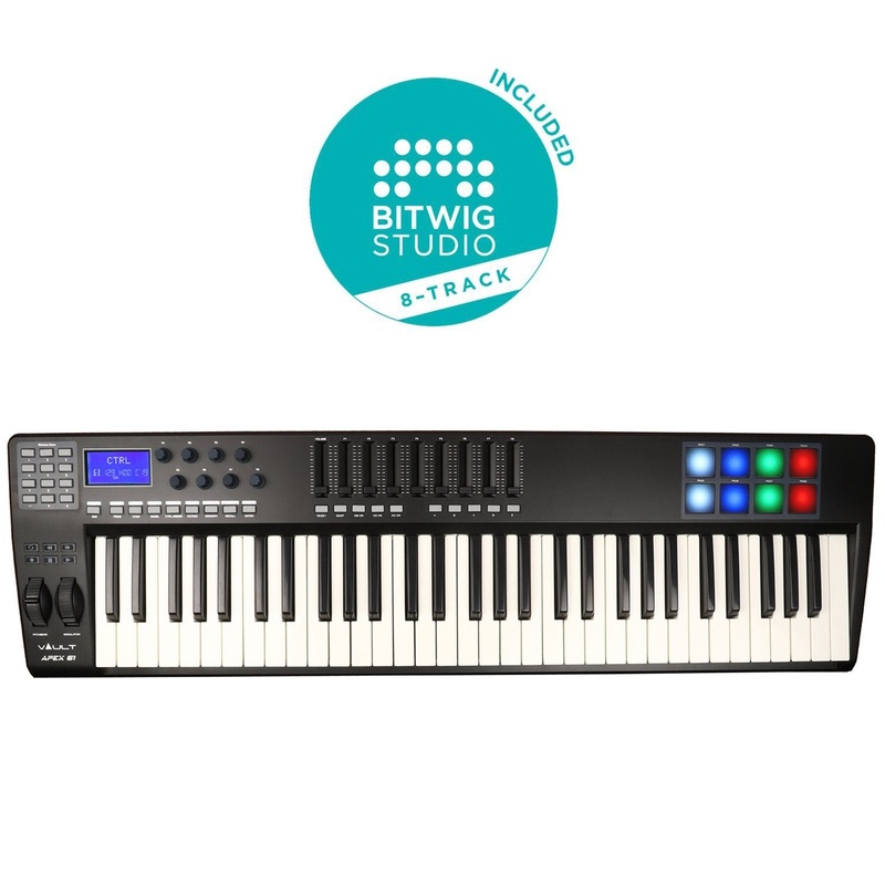 Vault APEX 61 USB MIDI Keyboard With RGB Pads - Includes Bitwig 8-Track