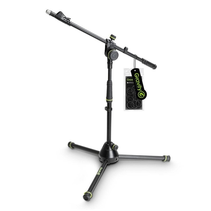 Gravity Short Microphone Stand with Folding Tripod Base and Adjustment Telescoping Boom