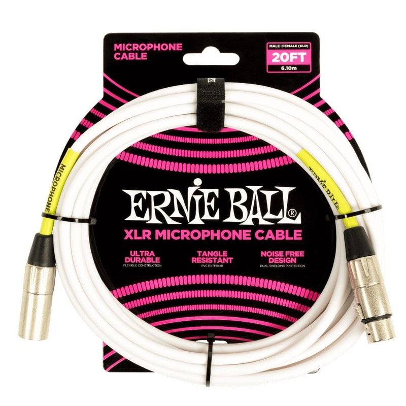 Ernie Ball 6389 20ft Male Female XLR Microphone Cable - White