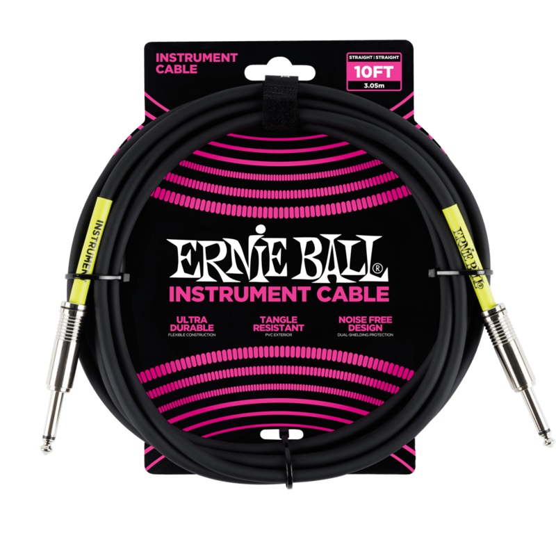 Ernie Ball 10ft Straight/Straight Instrument Cable, Black