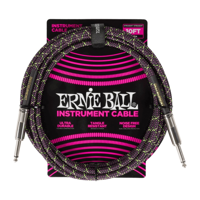 Ernie Ball Braided Instrument Cable Straight/Straight 10ft - Purple Python