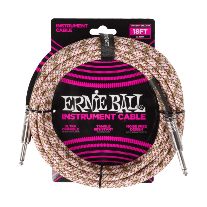 Ernie Ball Braided Instrument Cable Straight/Straight 18ft - Emerald Argyle