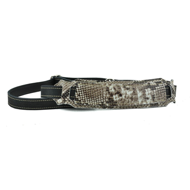 Franklin Strap Snakeskin Ball Glove Leather Vintage Strap With Natural Stitching - Black