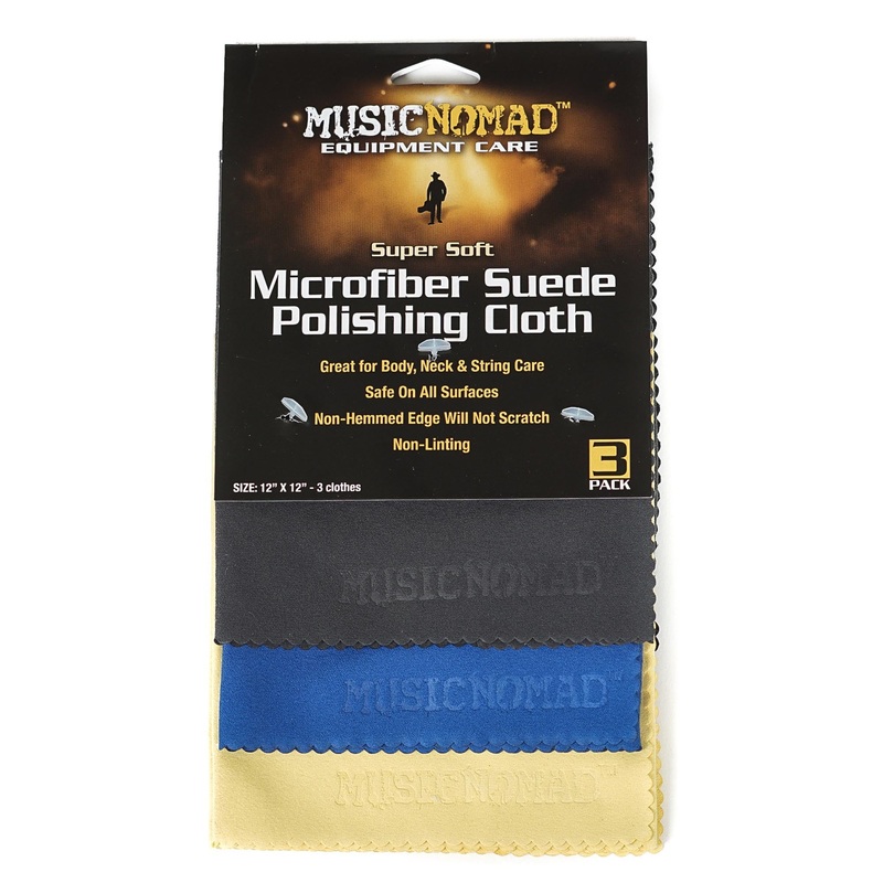 MusicNomad Super Soft Edgeless Microfiber Suede Polishing Cloths - 3 pack