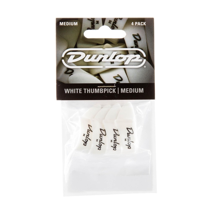 Dunlop Plastic Medium Thumbpick White 4 Pack