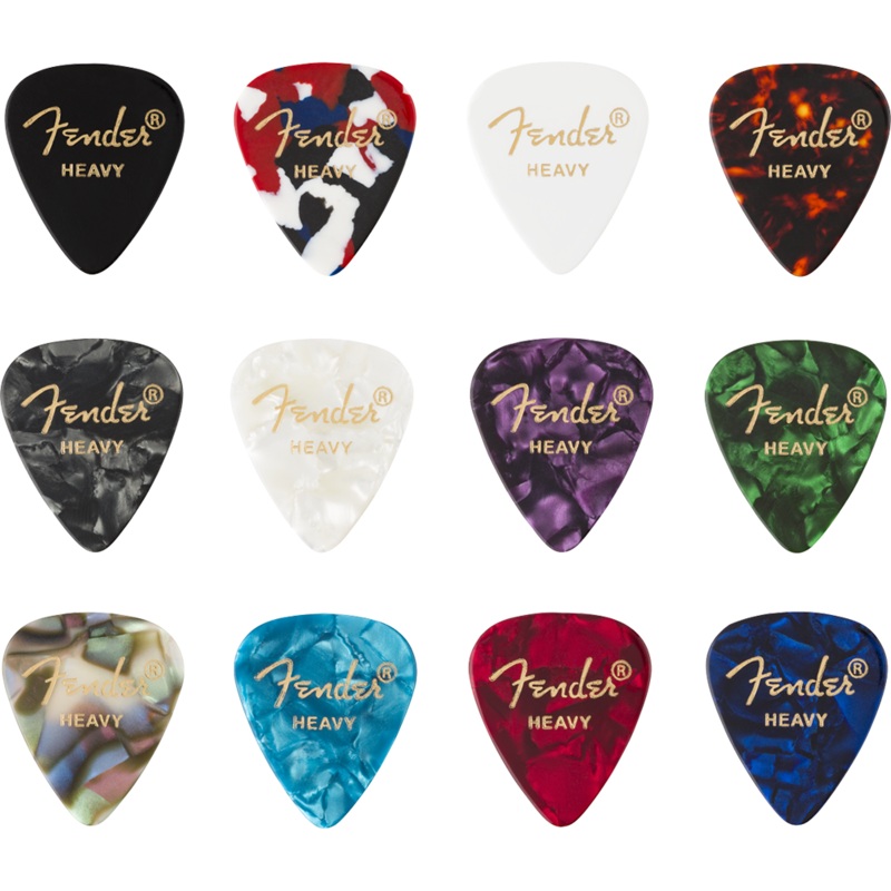 Fender 351 Celluloid Medley 12 Pack Heavy Picks