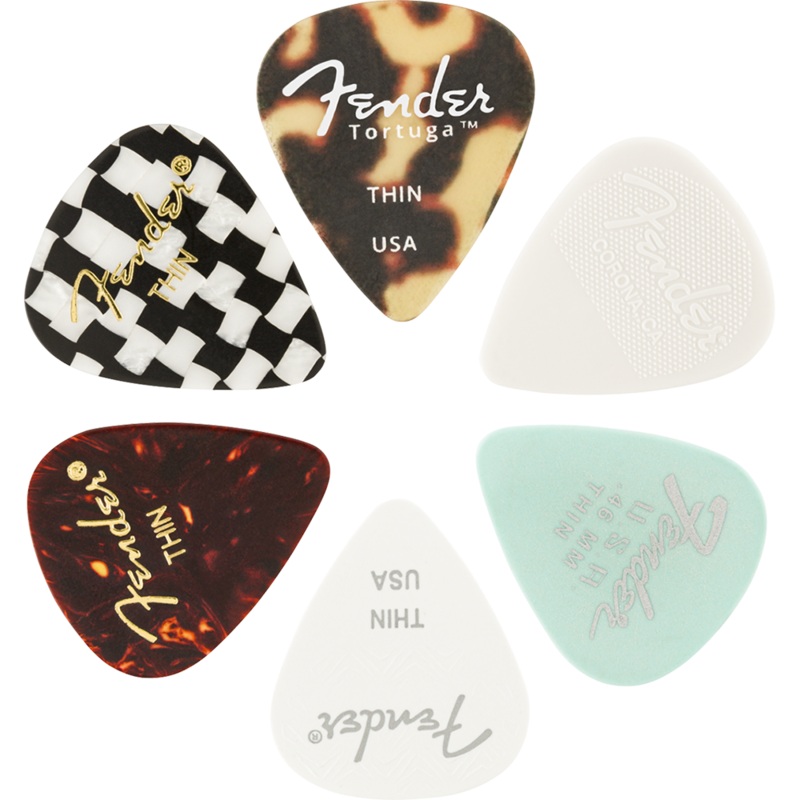 Fender 351 Material Medley Picks, Thin 6 Pack