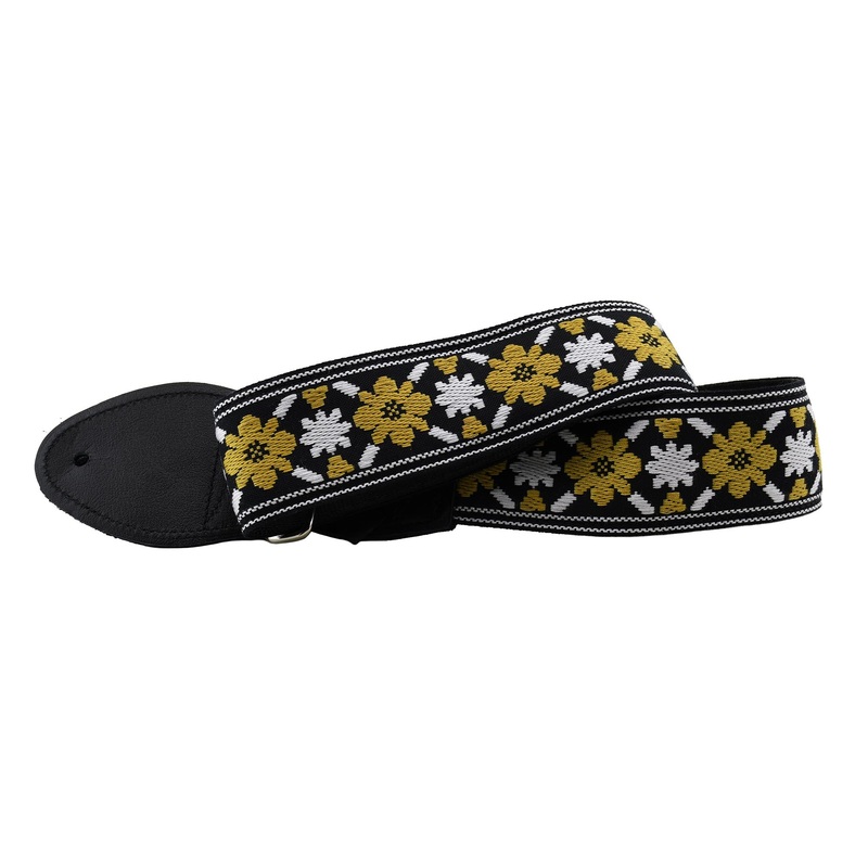Souldier 2 Inch Rooftop Lennon Strap, Gold Tulip And White Star On Black