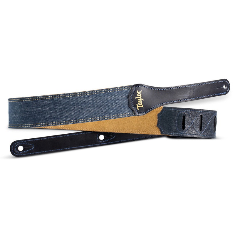 Taylor Blue Denim Strap, Gold Logo 2 Inch