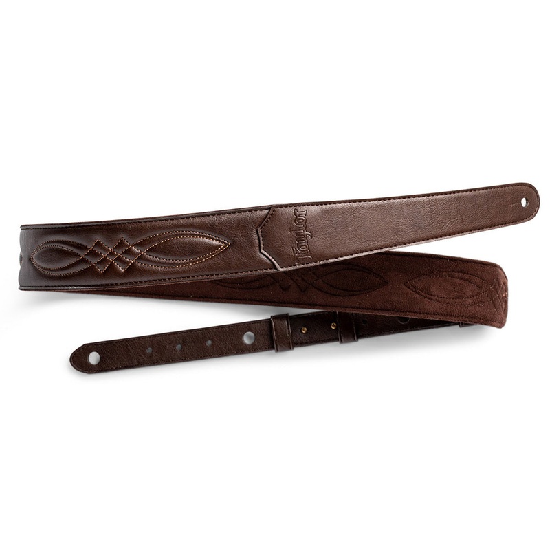 Taylor Vegan Leather Strap Chocolate Brown With Stitching 2.0 Inch Embossed Logo